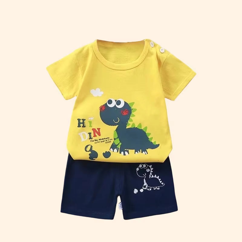 Fashion Kids Clothes Boys Girls Sets Top Shorts 2PCS 100% Cotton Soft Summer Children Baby Cloths T-Shirt Shorts Toddler Suit