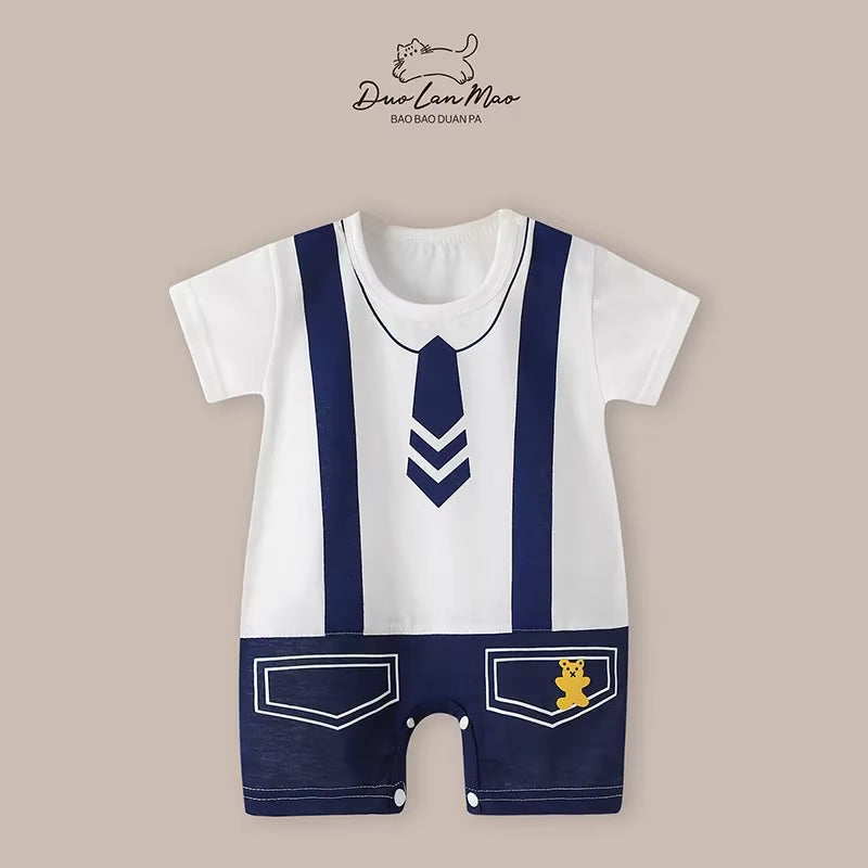 Adorable Cartoon Summer Rompers for Baby Boys & Girls - Short Sleeve Bodysuit for Newborns and Infants