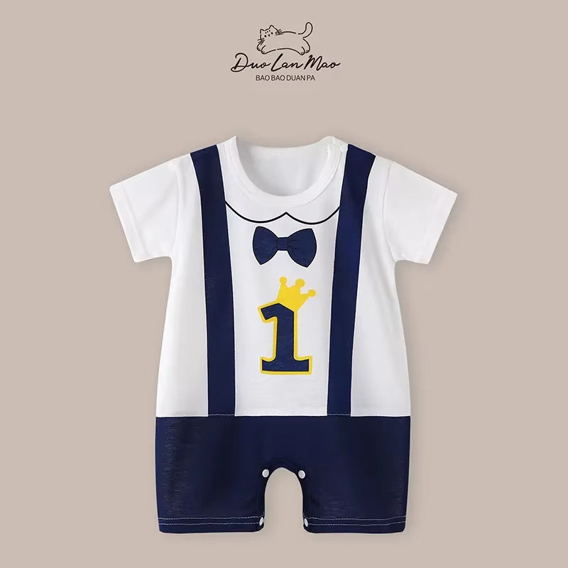 Adorable Cartoon Summer Rompers for Baby Boys & Girls - Short Sleeve Bodysuit for Newborns and Infants