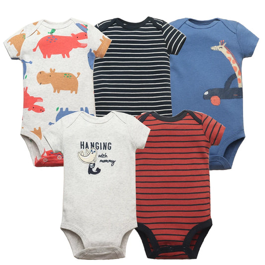 5Pcs/Lot Baby Boys Girls Bodysuits 100% Cotton Short Sleeves Kids Clothes 6-24 Month Newborn Baby Clothing Bebe Jumpsuit