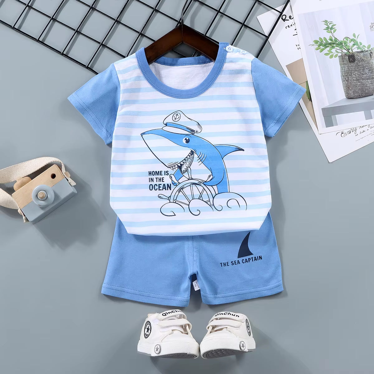 Fashion Kids Clothes Boys Girls Sets Top Shorts 2PCS 100% Cotton Soft Summer Children Baby Cloths T-Shirt Shorts Toddler Suit