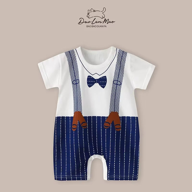 Adorable Cartoon Summer Rompers for Baby Boys & Girls - Short Sleeve Bodysuit for Newborns and Infants
