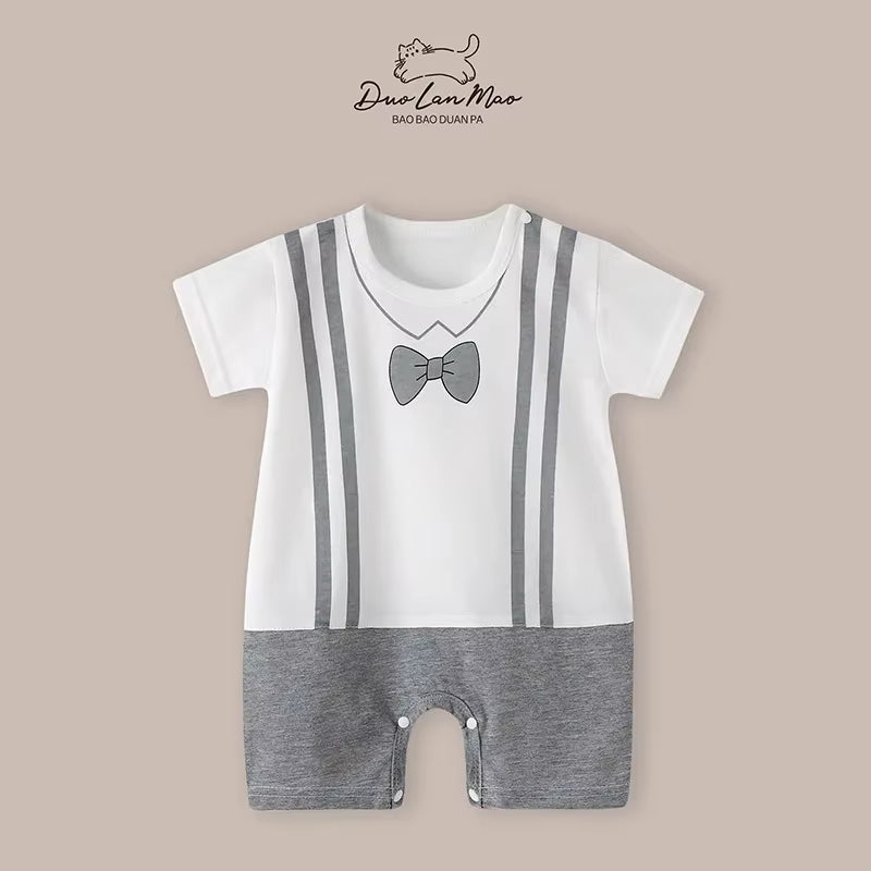 Adorable Cartoon Summer Rompers for Baby Boys & Girls - Short Sleeve Bodysuit for Newborns and Infants