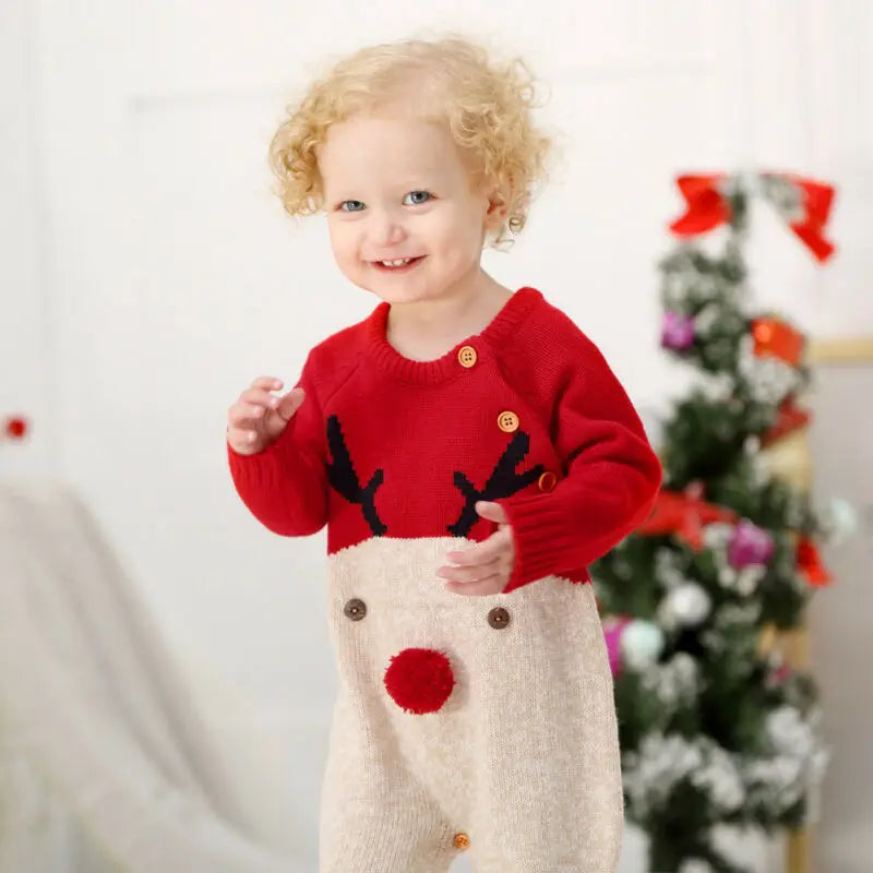Ma&Baby 0-18M Christmas Baby Clothes Newborn Infant Boy Girl Deer Romper Knitted Warm Jumpsuit Xmas Baby Costumes Clothes