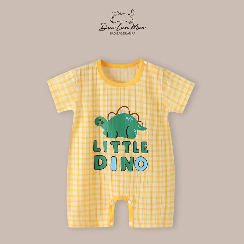 Adorable Cartoon Summer Rompers for Baby Boys & Girls - Short Sleeve Bodysuit for Newborns and Infants