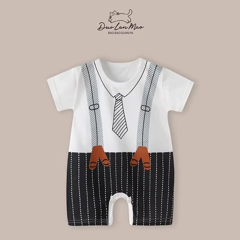 Adorable Cartoon Summer Rompers for Baby Boys & Girls - Short Sleeve Bodysuit for Newborns and Infants
