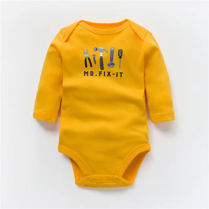 2024 New Fashion Newborn Cartoon Long Sleeve Baby Boy Bodysuits Soft 100%Cotton Baby Clothes Set Infant Jumpsuit