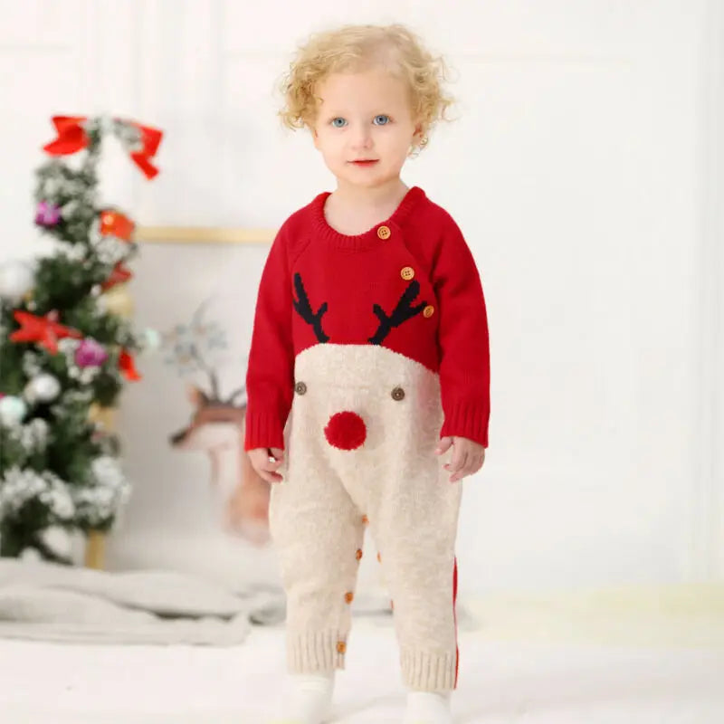 Ma&Baby 0-18M Christmas Baby Clothes Newborn Infant Boy Girl Deer Romper Knitted Warm Jumpsuit Xmas Baby Costumes Clothes