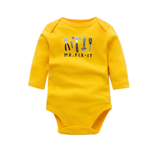 2024 New Fashion Newborn Cartoon Long Sleeve Baby Boy Bodysuits Soft 100%Cotton Baby Clothes Set Infant Jumpsuit