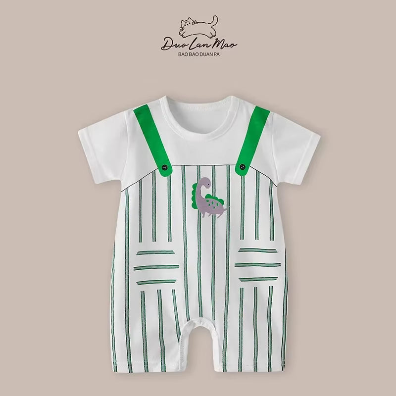 Adorable Cartoon Summer Rompers for Baby Boys & Girls - Short Sleeve Bodysuit for Newborns and Infants