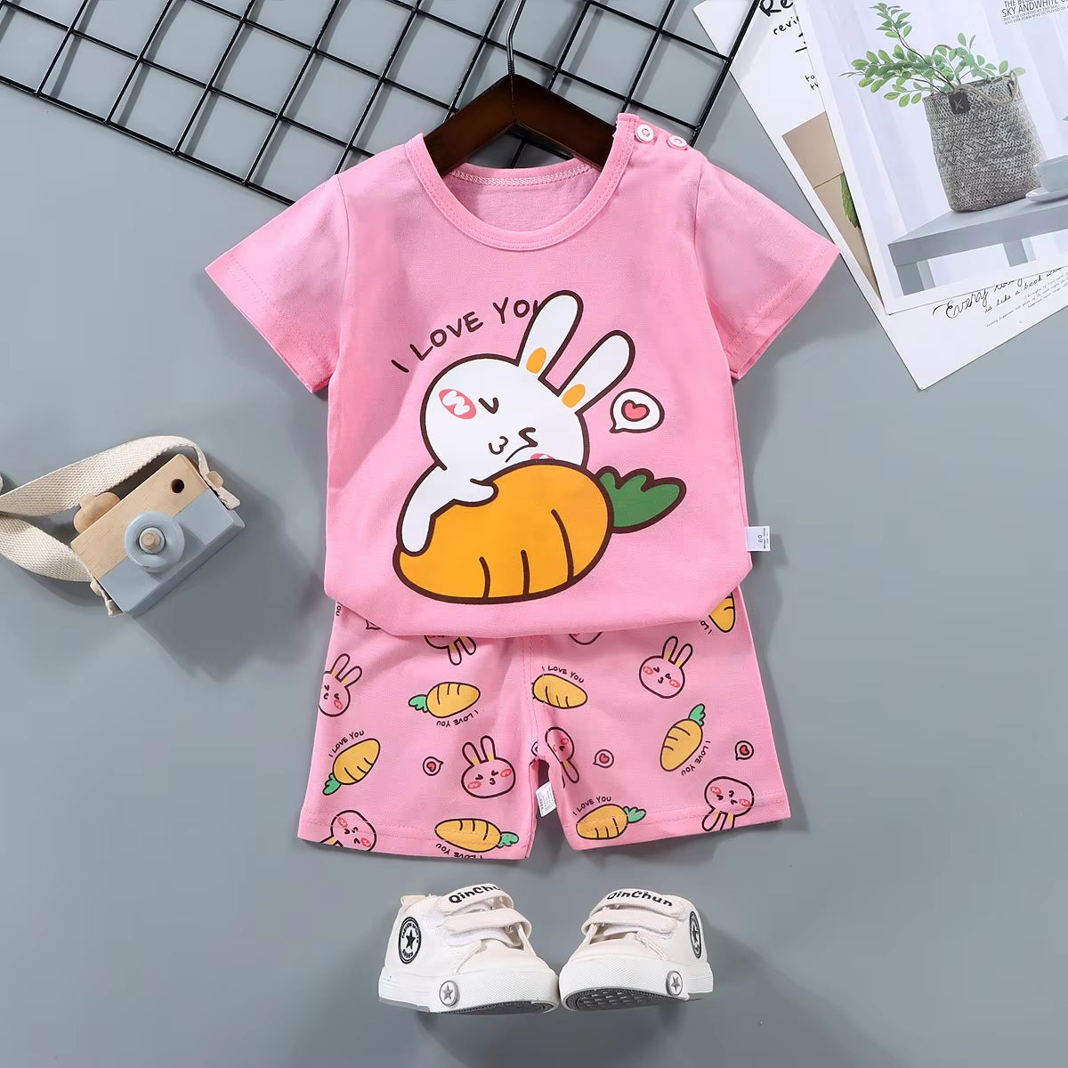 Fashion Kids Clothes Boys Girls Sets Top Shorts 2PCS 100% Cotton Soft Summer Children Baby Cloths T-Shirt Shorts Toddler Suit